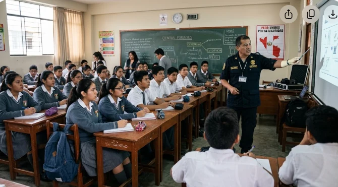 Charla sobre ciencia forense para estudiantes en un aula